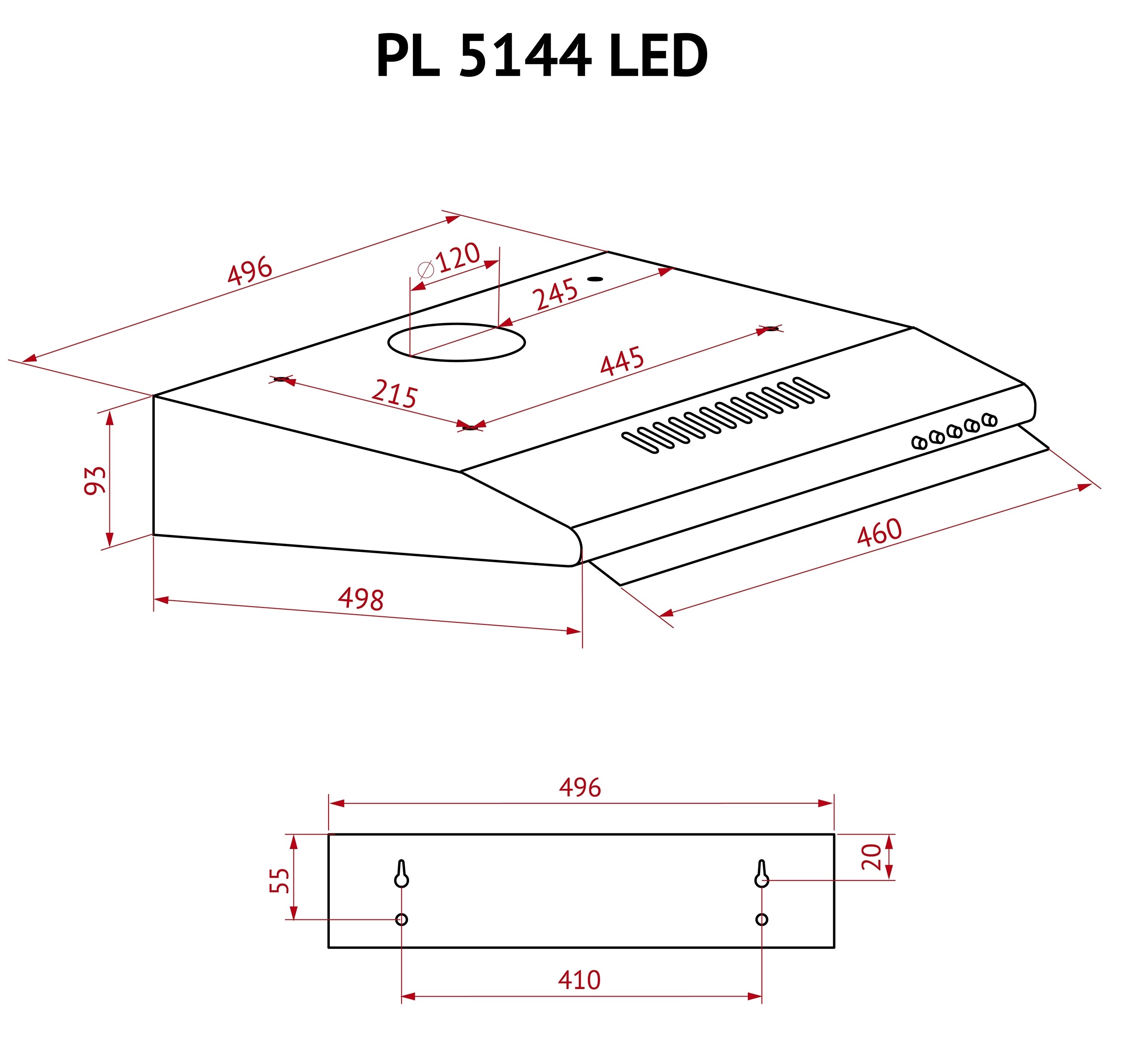 Perfelli PL 5144 W LED Габаритные размеры