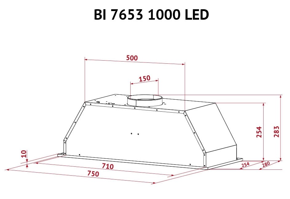 Perfelli BI 7653 I 1000 LED Габаритні розміри