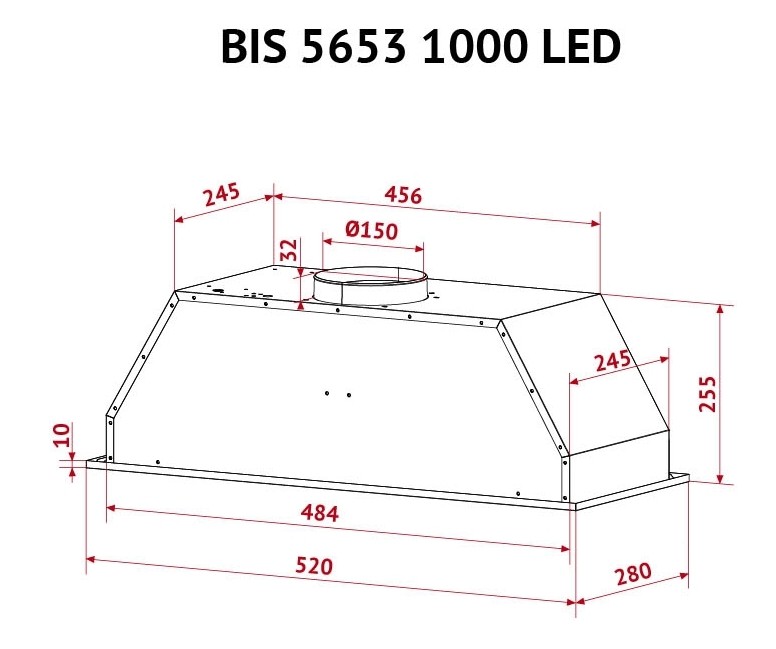 Perfelli BIS 5653 BL 1000 LED Габаритні розміри