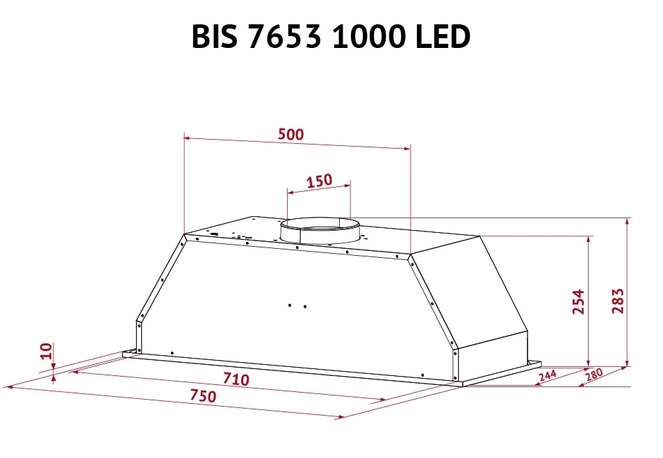 Perfelli BIS 7653 BL 1000 LED Габаритні розміри