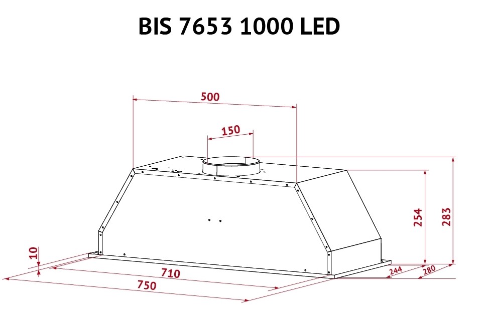 Perfelli BIS 7653 BL 1000 LED Габаритные размеры