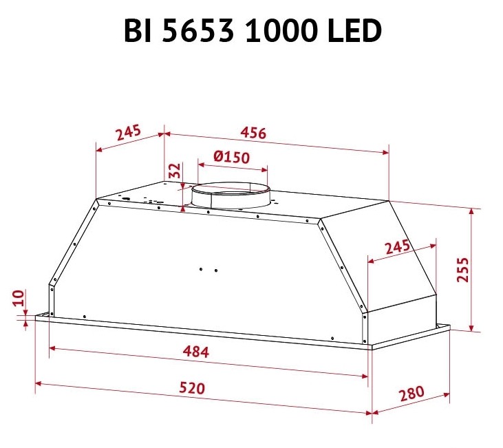 Perfelli BI 5653 I 1000 LED Габаритні розміри