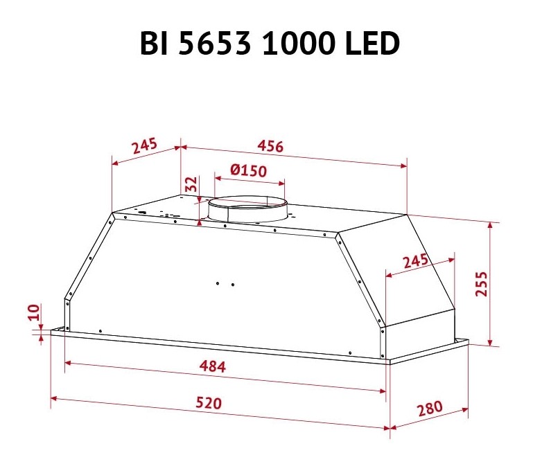 Perfelli BI 5653 WH 1000 LED Габаритні розміри