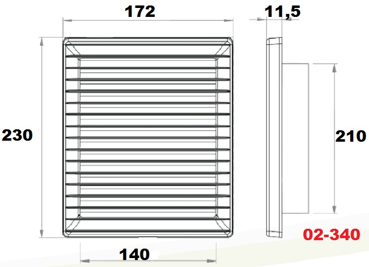 Airroxy AKUzS 140x210 white (02-340) Габаритні розміри