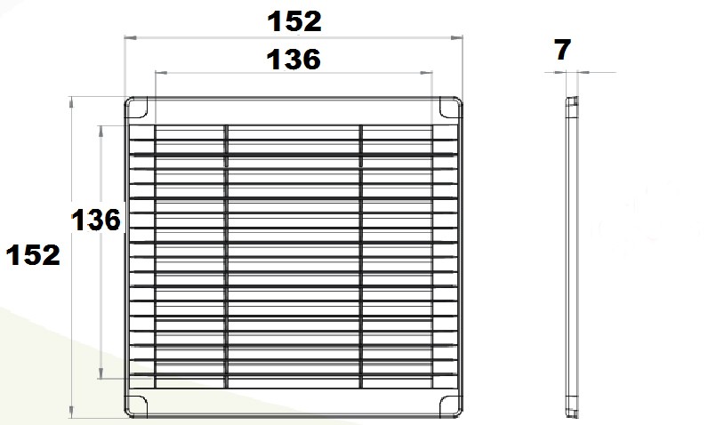 Airroxy 150x150 grey (02-317) Габаритні розміри