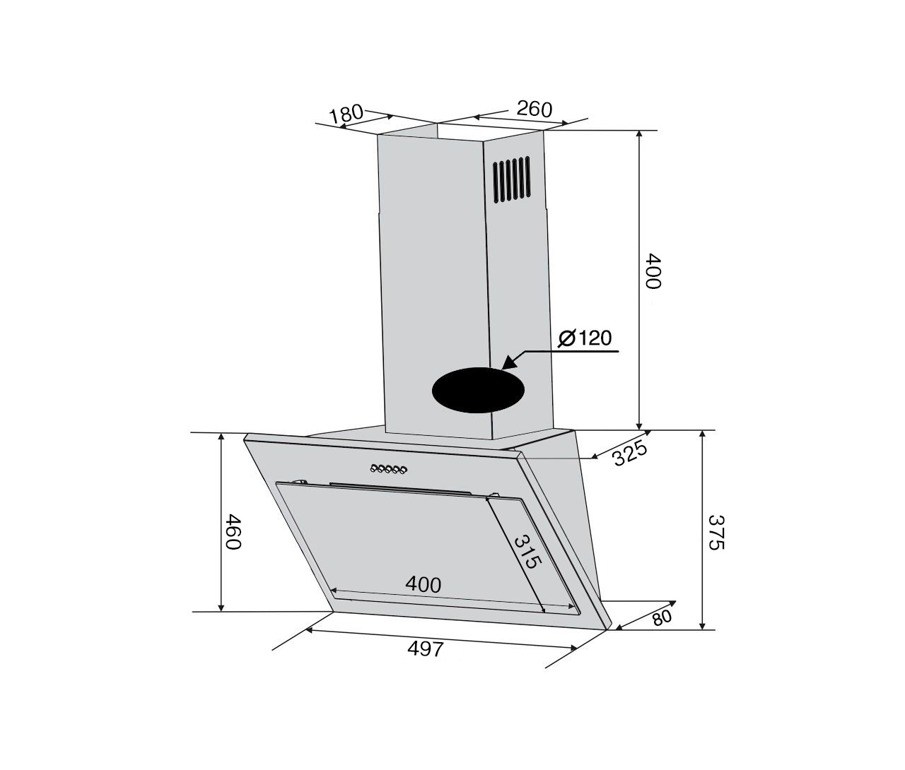 Ventolux FIORE 50 WH (750) PB Габаритні розміри