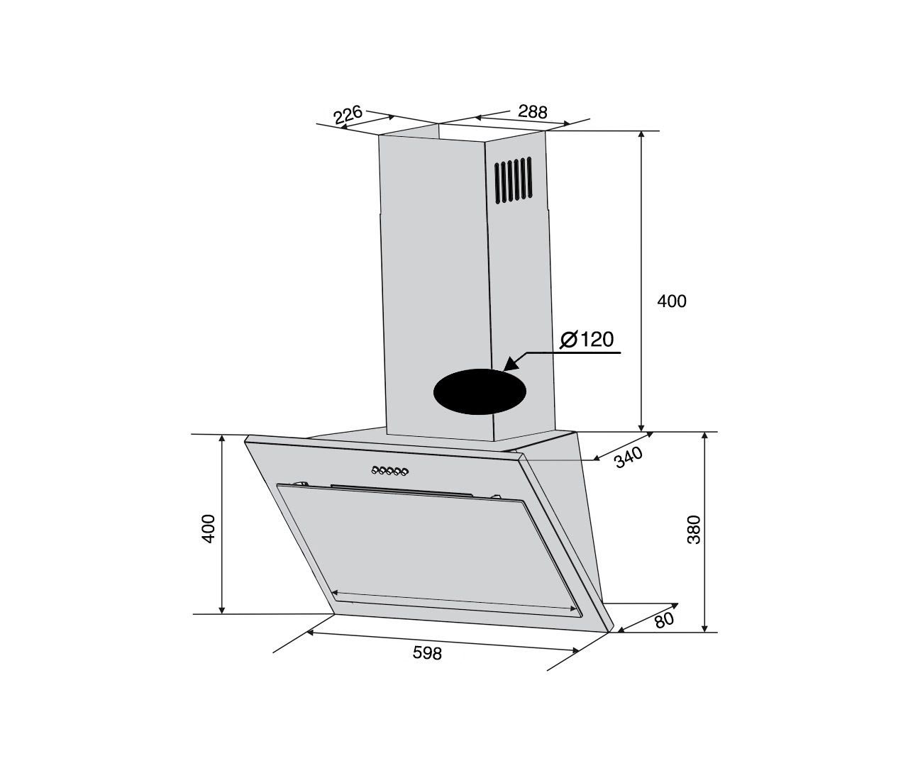 Ventolux FIORE 60 WH (750) PB Габаритні розміри