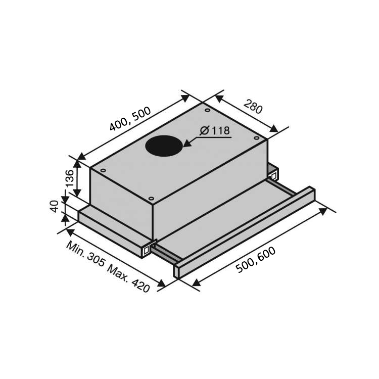 Ventolux GARDA 60 CREMA (750) SMD LED Габаритні розміри