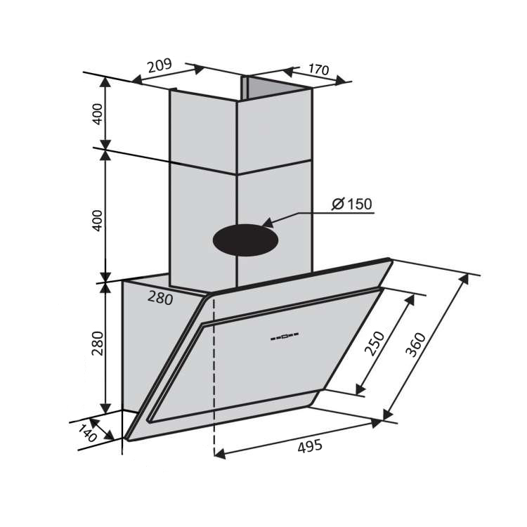 Ventolux VIENNA 50 WH (800) TC Габаритні розміри