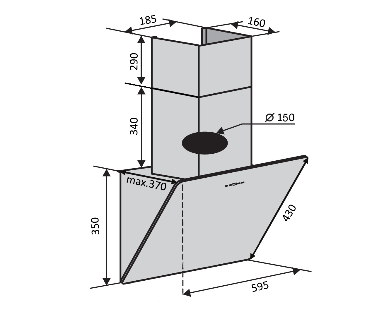 Ventolux MIRROR 60 IVG (1000) TRC Габаритные размеры