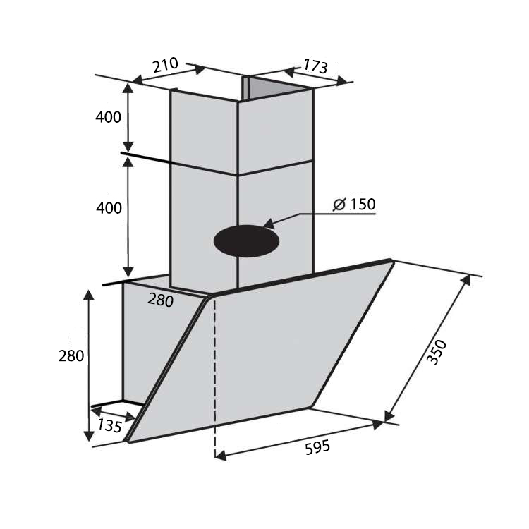Ventolux MODENA 60 BK (700) TC Габаритні розміри