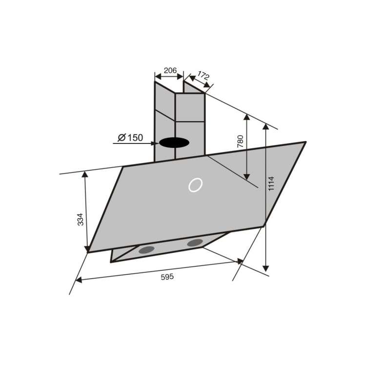 Ventolux MIRROR 60 BK (1000) TC Габаритні розміри