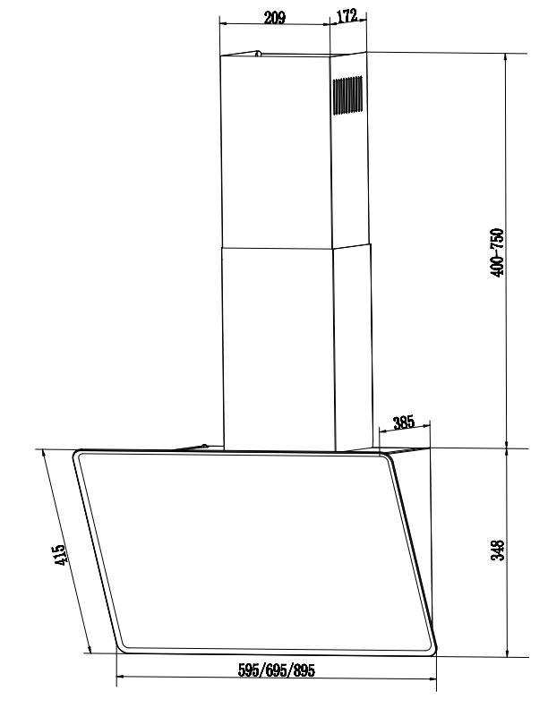 Interline FIESTA BK A 60 TC/GL/A Габаритные размеры