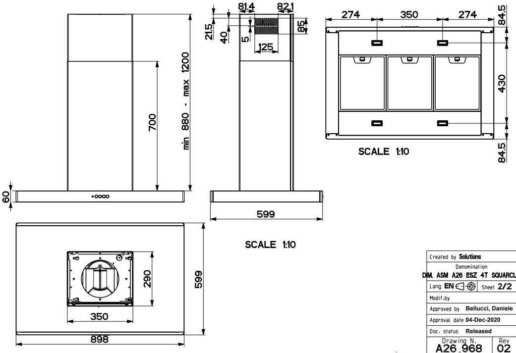 Faber STILO COMFORT ISOLA BK MATT A90 Габаритні розміри