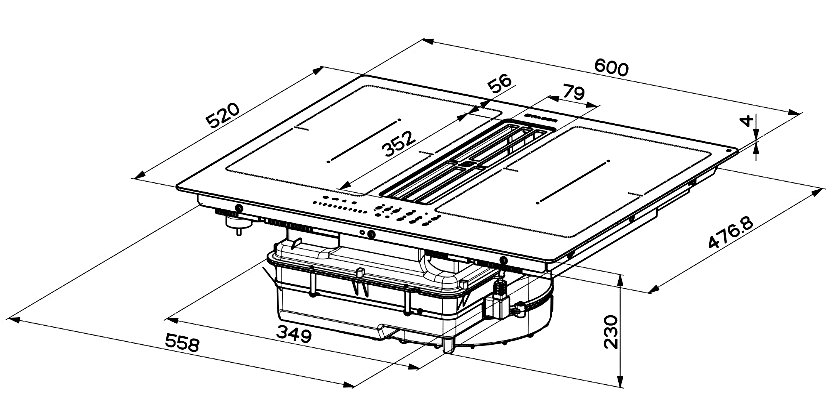 Faber GALILEO SMART BK A600 Габаритні розміри