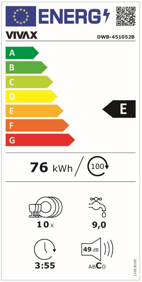 Посудомийна машина Vivax DWB-451052B характеристики - фотографія 7