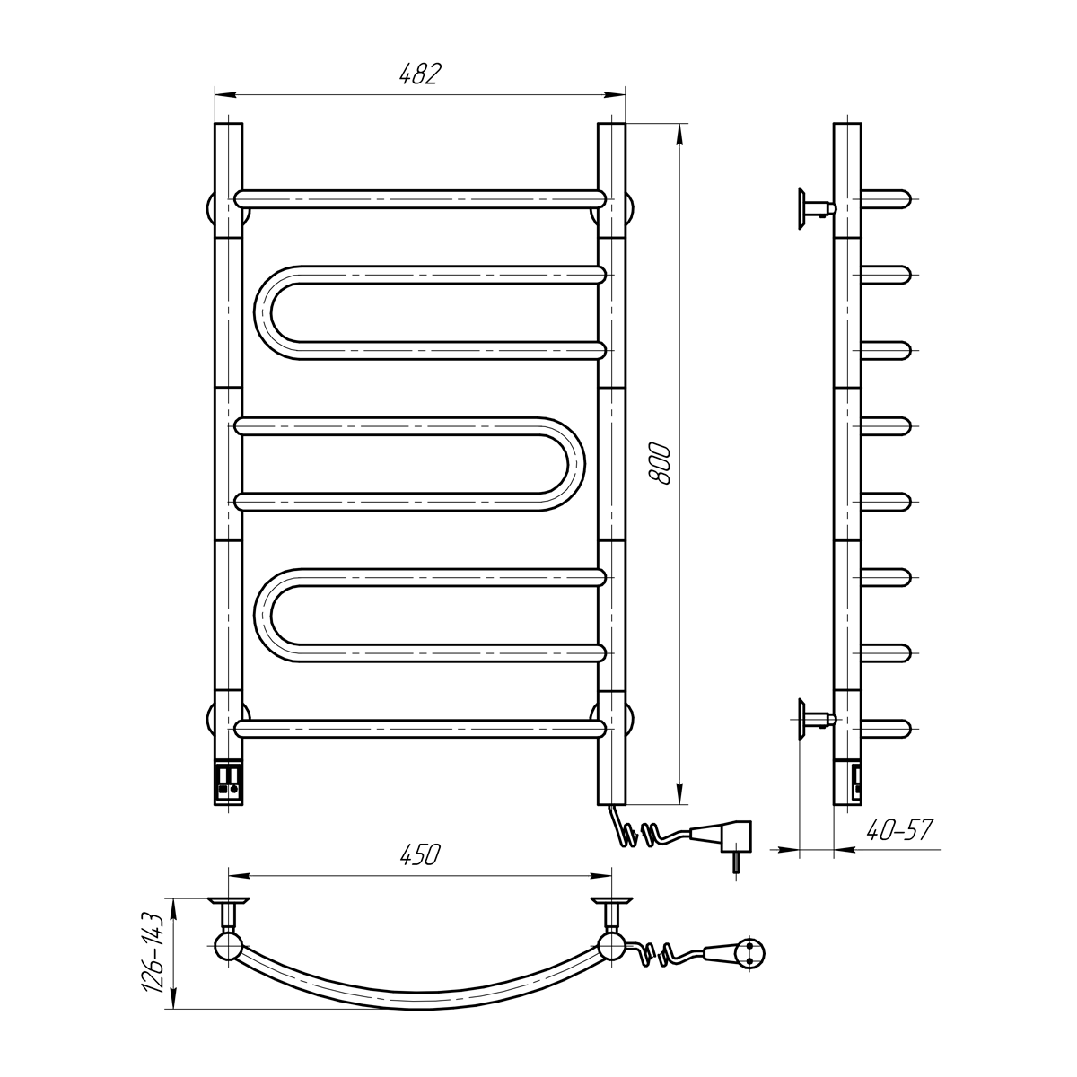 Рушникосушка Navin Пірует 480х800 Sensor (10-021033-4880) ціна 5990 грн - фотографія 2