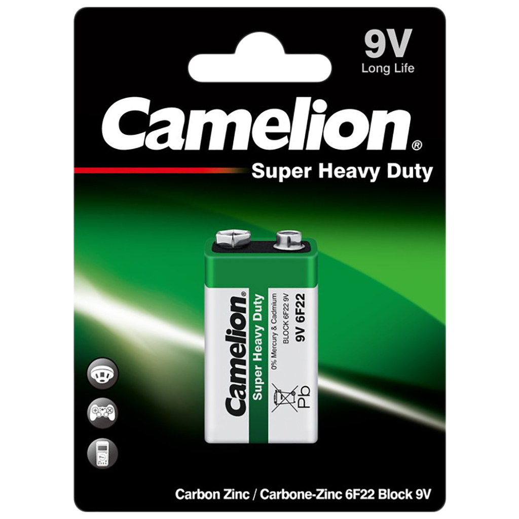 Батарейка Camelion 6F22 9V Super Heavy Duty Green*1 (6F22-SP1G) ціна 57 грн - фотографія 2