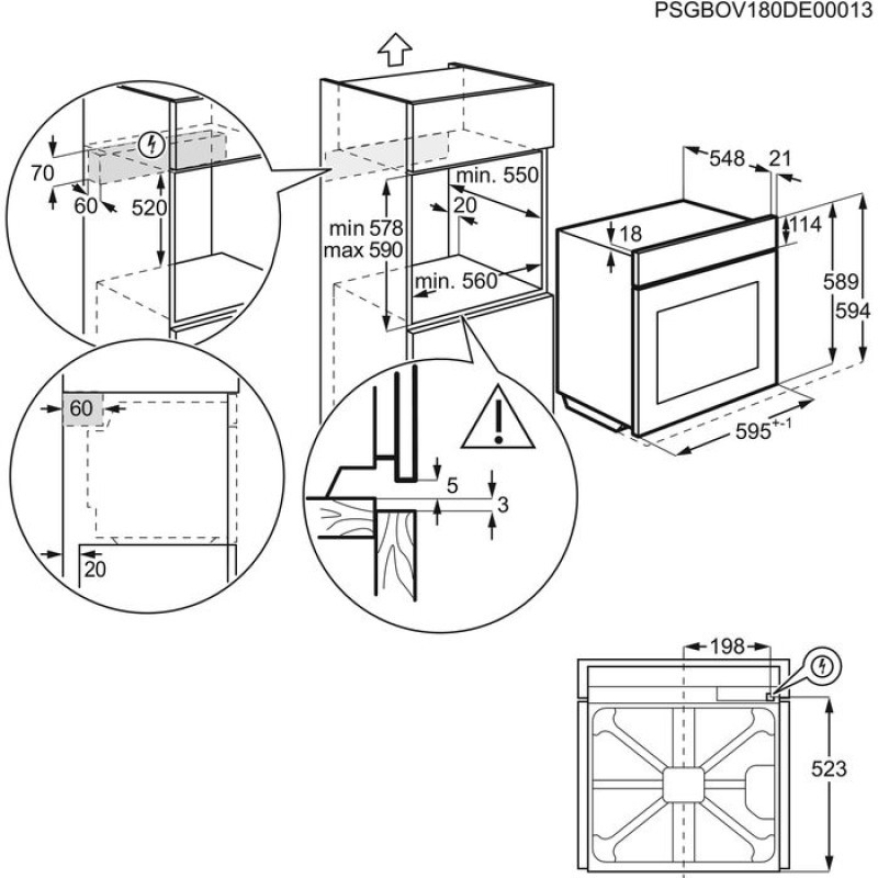 Electrolux EOD3C50TX Габаритні розміри