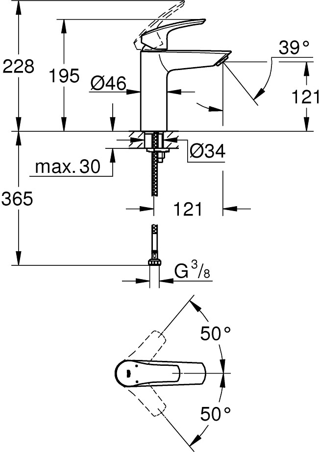 Grohe Eurosmart M-size (23324003) Габаритні розміри