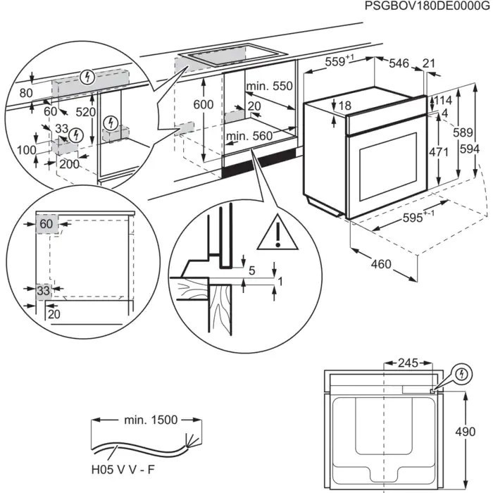 Electrolux KOEBP39Z Габаритные размеры