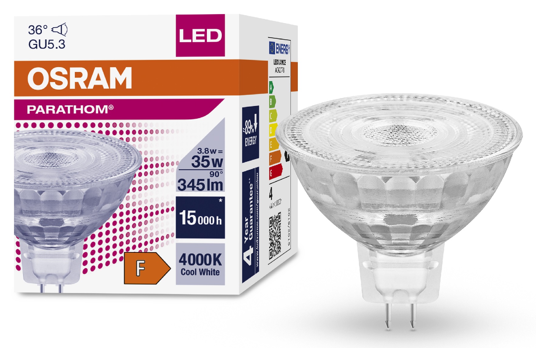 в продаже Светодиодная лампа Osram LED MR16 12V 3.8W 4000K GU5.3 (4058075796676) - фото 3