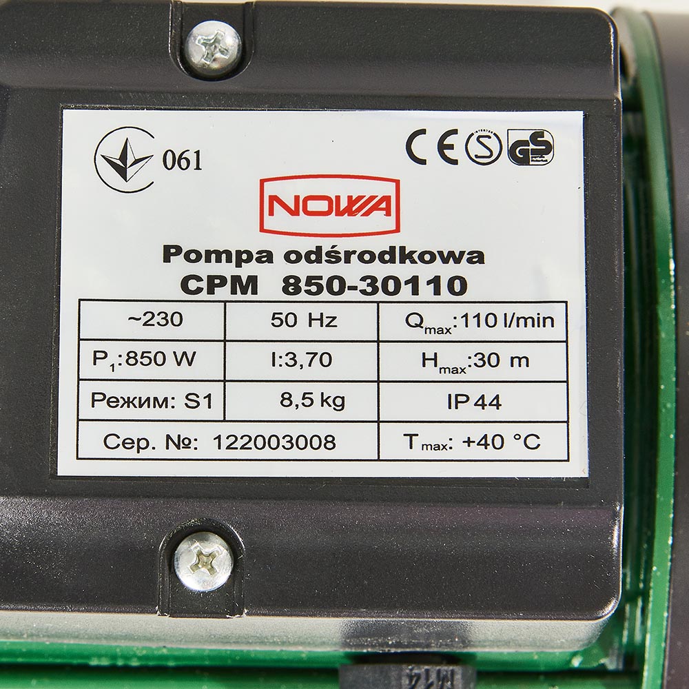 Насос Nowa CPM 850-30110 характеристики - фотографія 7