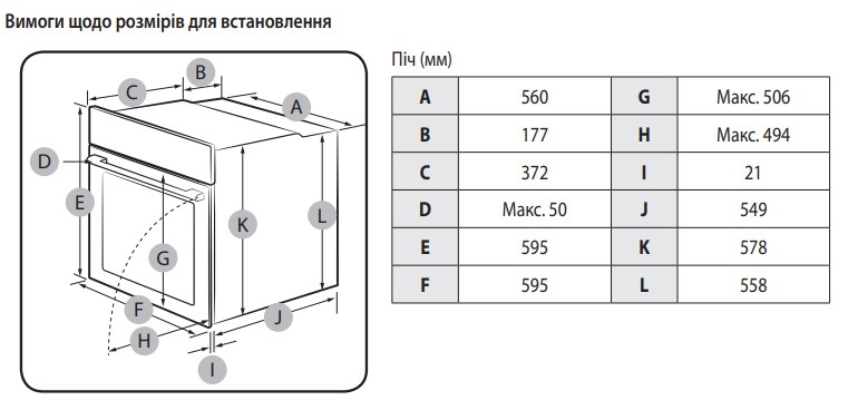 Samsung NV68A1110RS/WT Габаритные размеры