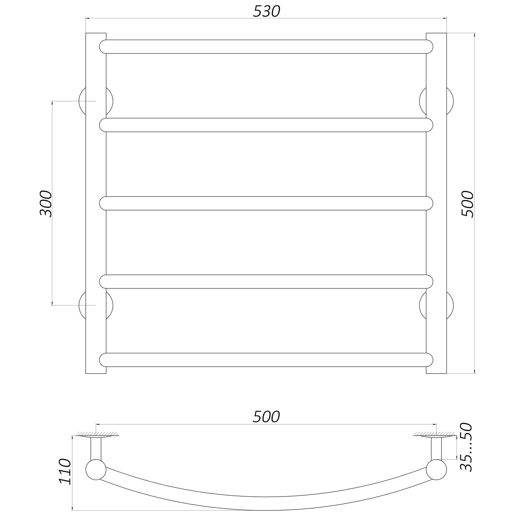 Unio LD W 500-500-5 BLK Габаритні розміри