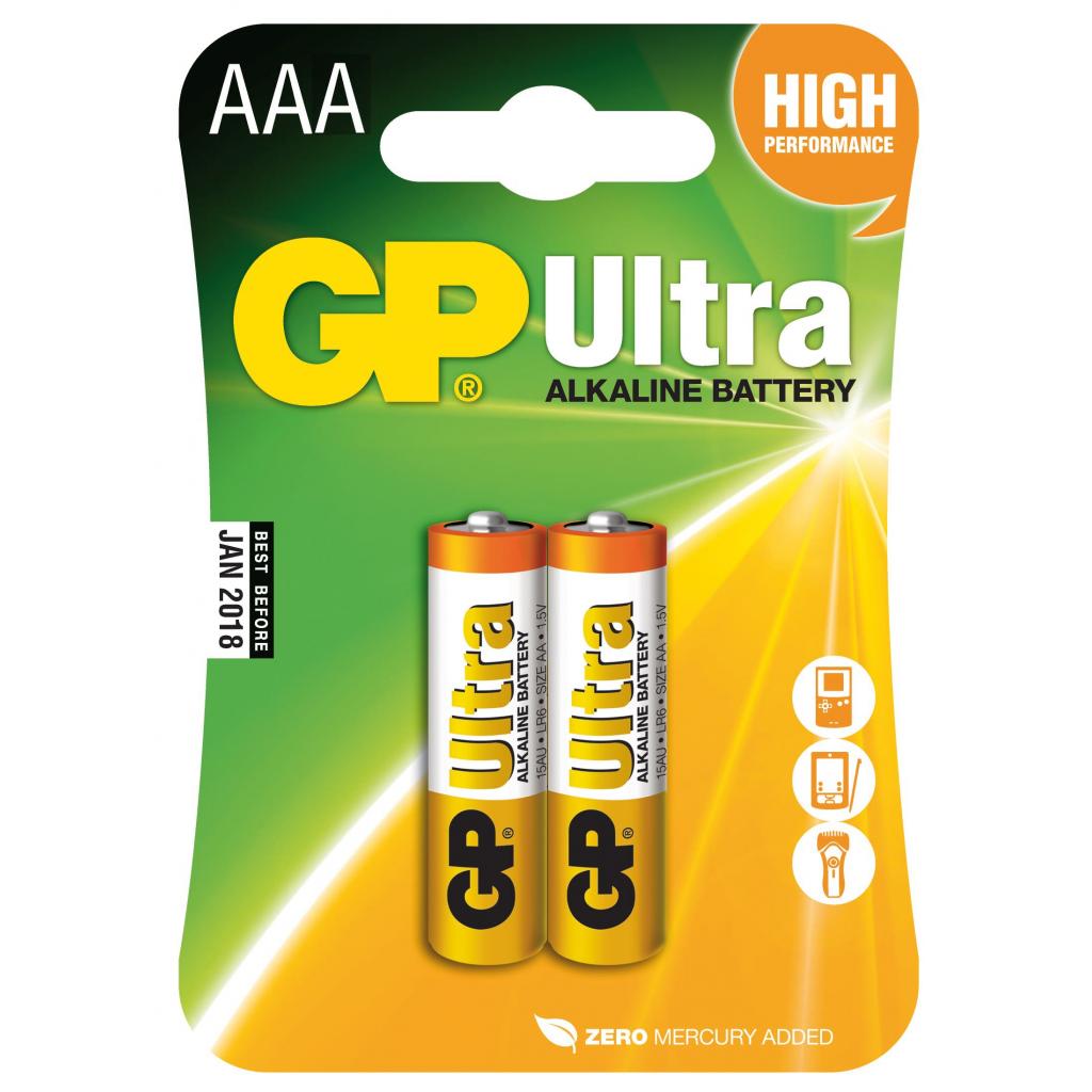 Батарейки типу ААА  Gp Ultra Alkaline AAA 24AU-U2 LR03*2 (4891199027642)