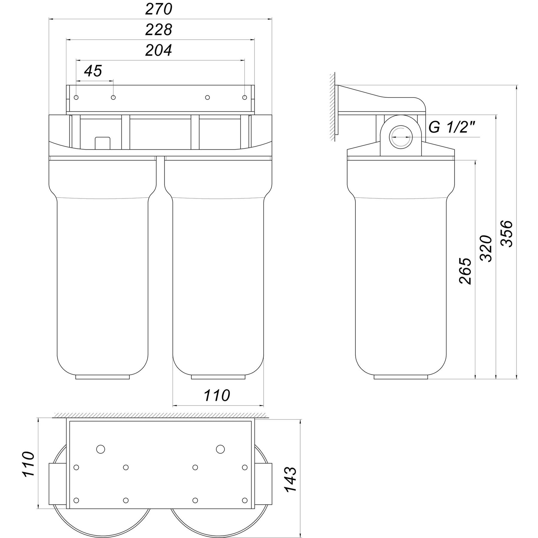 Optima Optima OP-02, 1/2″ Габаритные размеры