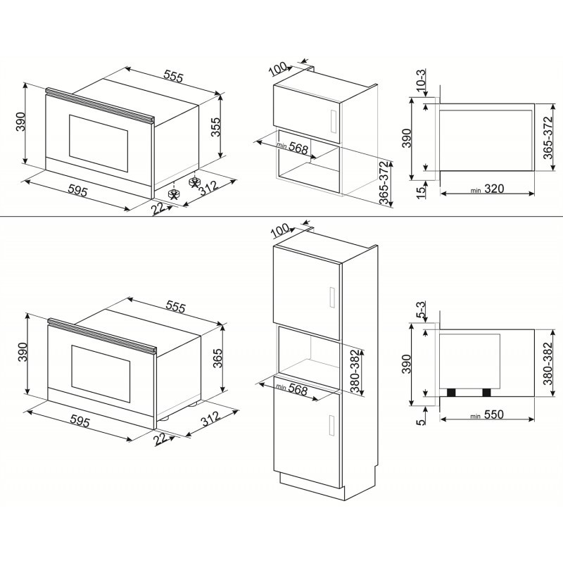 Smeg MP722PO Габаритные размеры