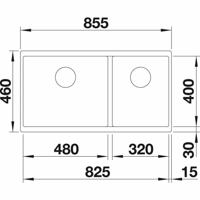 Blanco SUBLINE 480/320-U (523585) Габаритні розміри