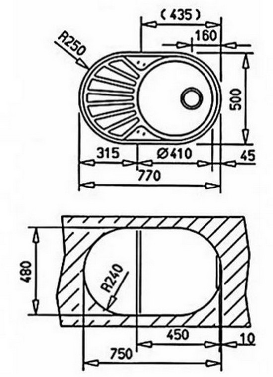 Teka DR 77 1B 1D (40127301) Матова Габаритные размеры