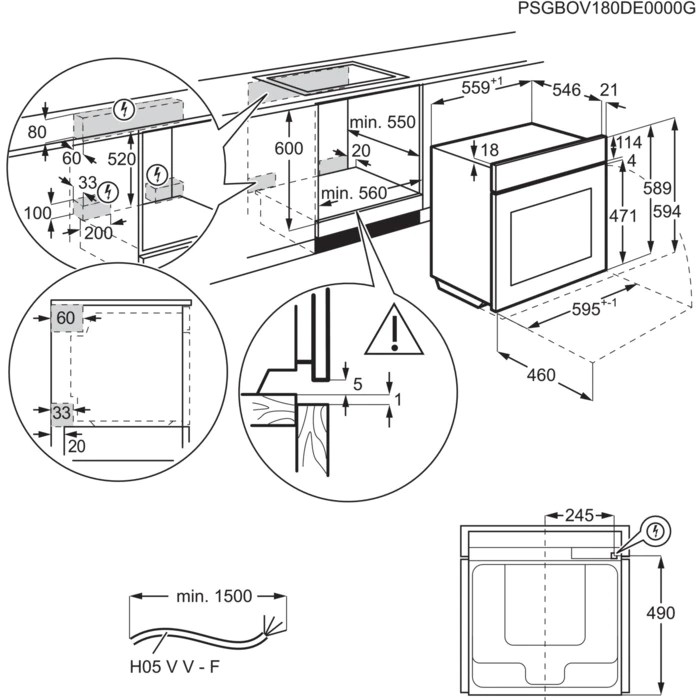 AEG BCR748380W Габаритные размеры