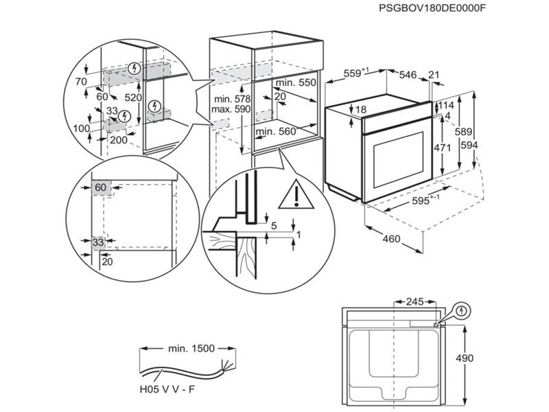 AEG BSK792280B Габаритные размеры