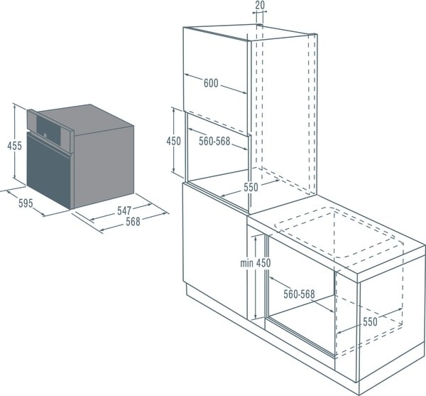 Asko OCM8478G Габаритные размеры