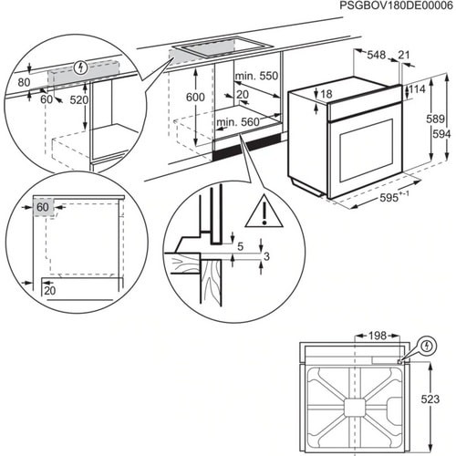 Electrolux OED3H50V Габаритные размеры