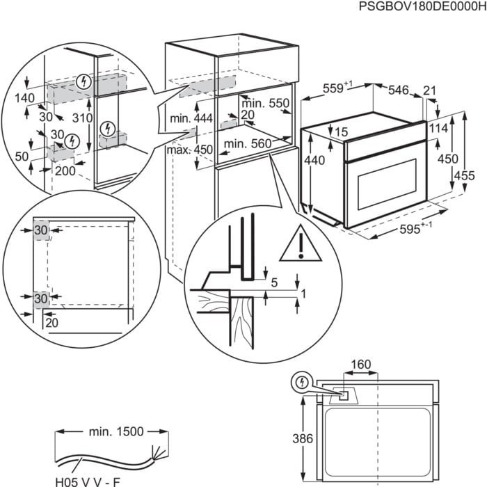 Electrolux EVM8E08V Габаритні розміри