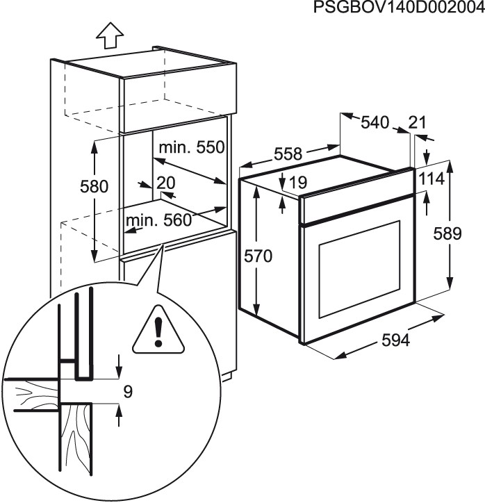 Zanussi ZZB510401W Габаритные размеры