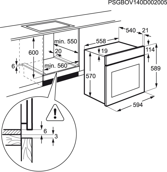 Zanussi ZZB510401W Габаритные размеры