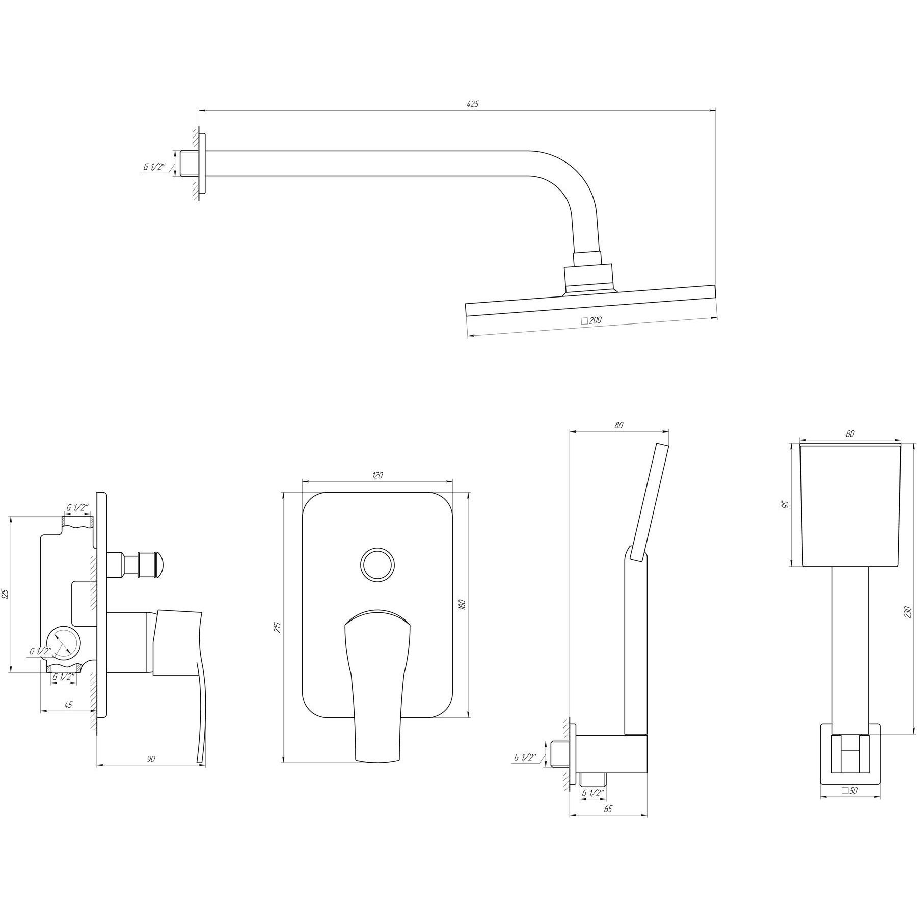 Globus Lux Queensland GLQU-0205S Габаритні розміри