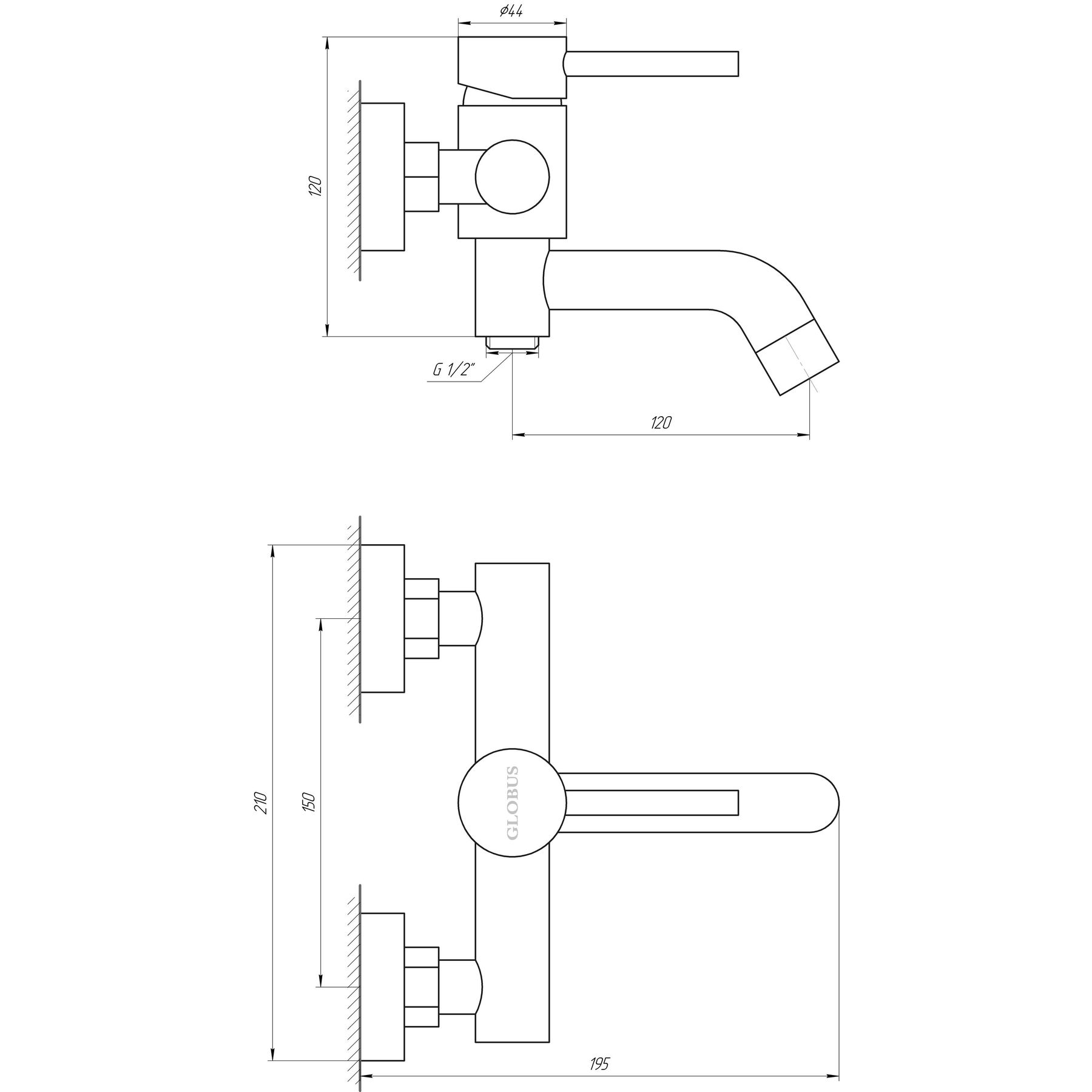 Globus Lux Alpen SBT1-102L Габаритні розміри