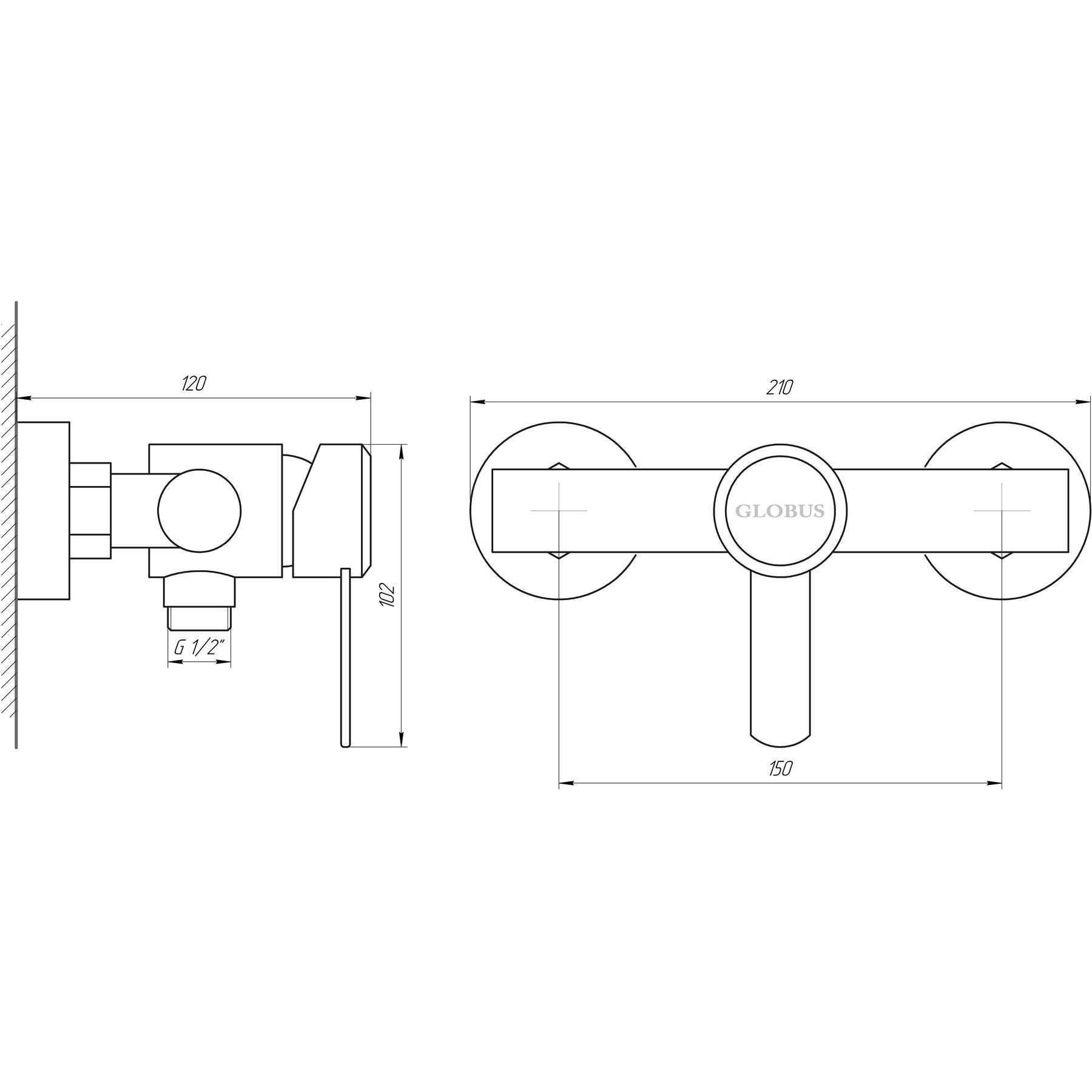 Globus Lux Wien SBT2-105 Габаритные размеры