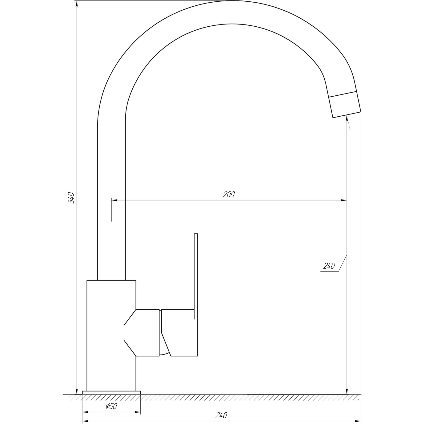 Topaz Barts TB 07403-H36-W Габаритні розміри