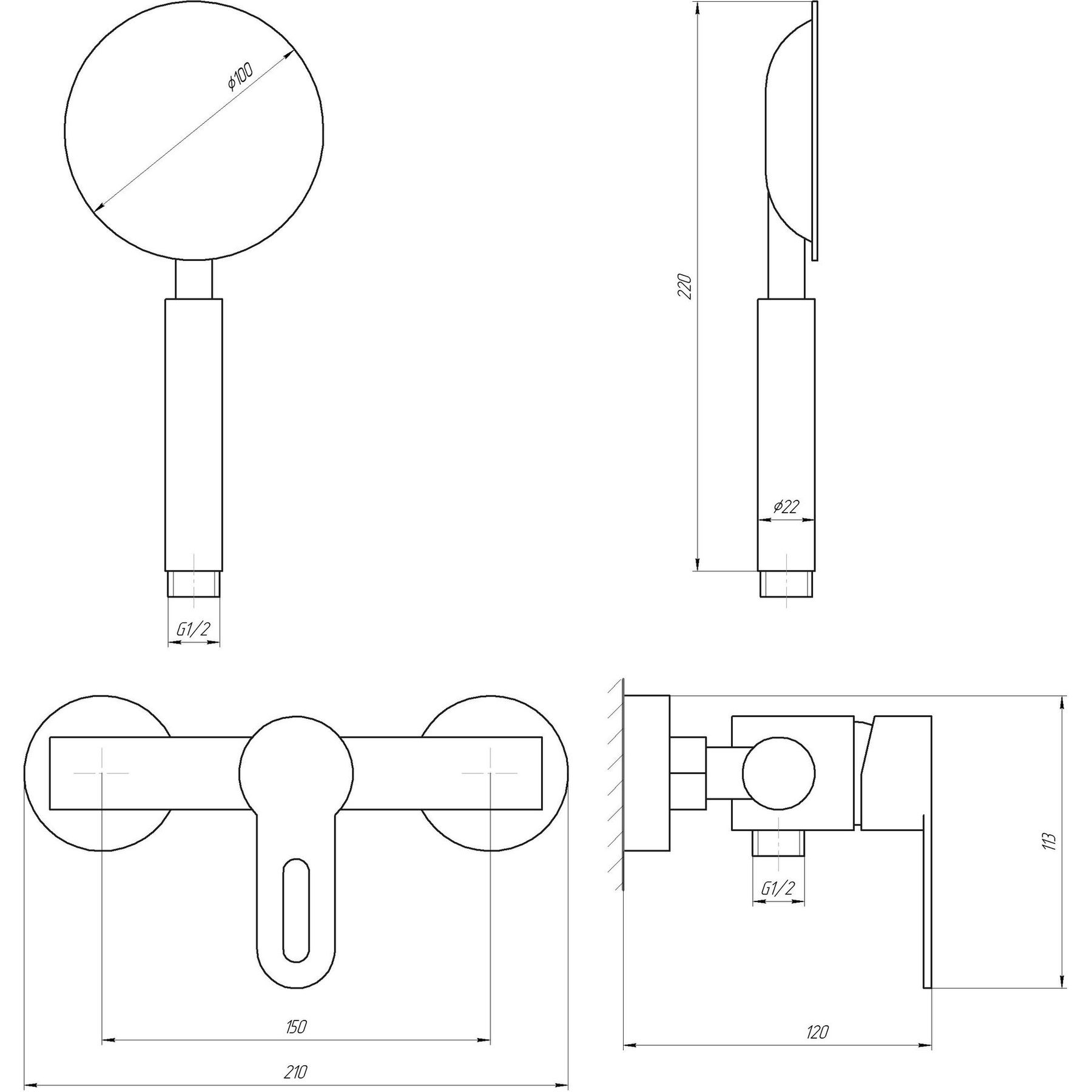 Globus Lux Ring SR-105 Габаритні розміри