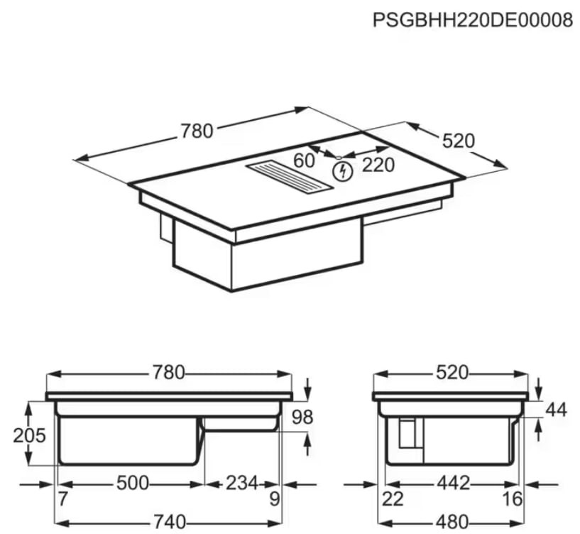 AEG CCE84543FB Габаритные размеры