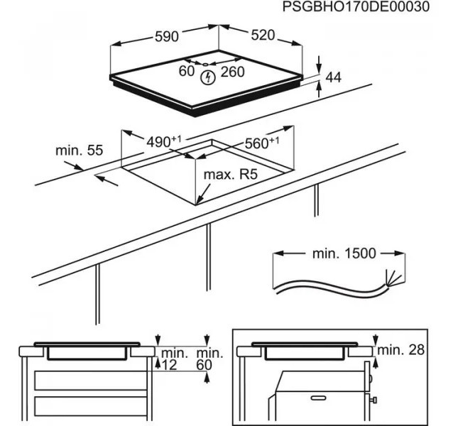 AEG IKE64471FB Габаритные размеры