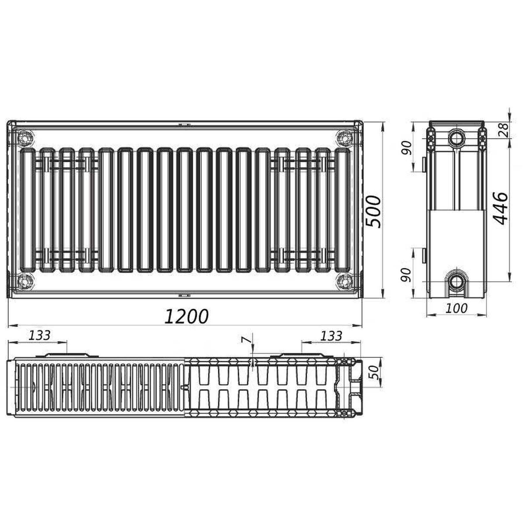 Queen Therm 22 бок 500х1200 Габаритные размеры