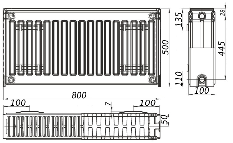 Kalite 22 бок 500x800 Габаритные размеры